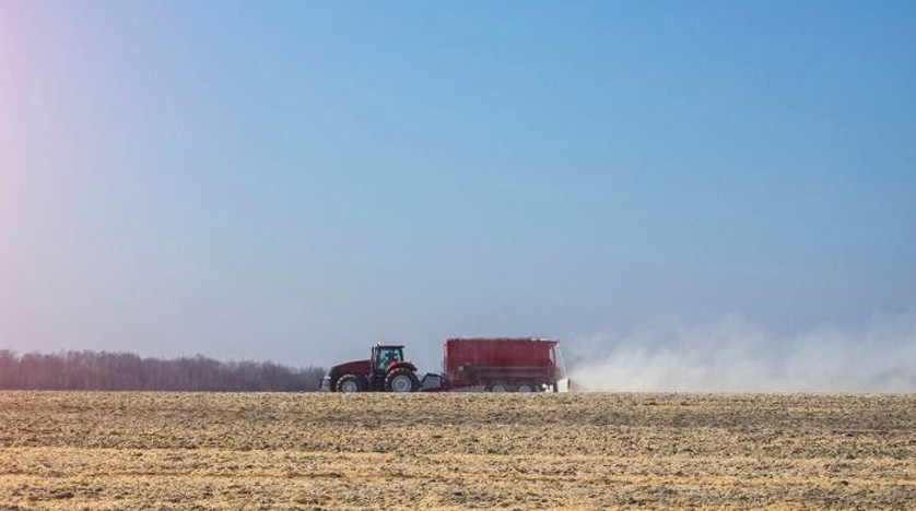 agriculture limestone, tractor, plow field