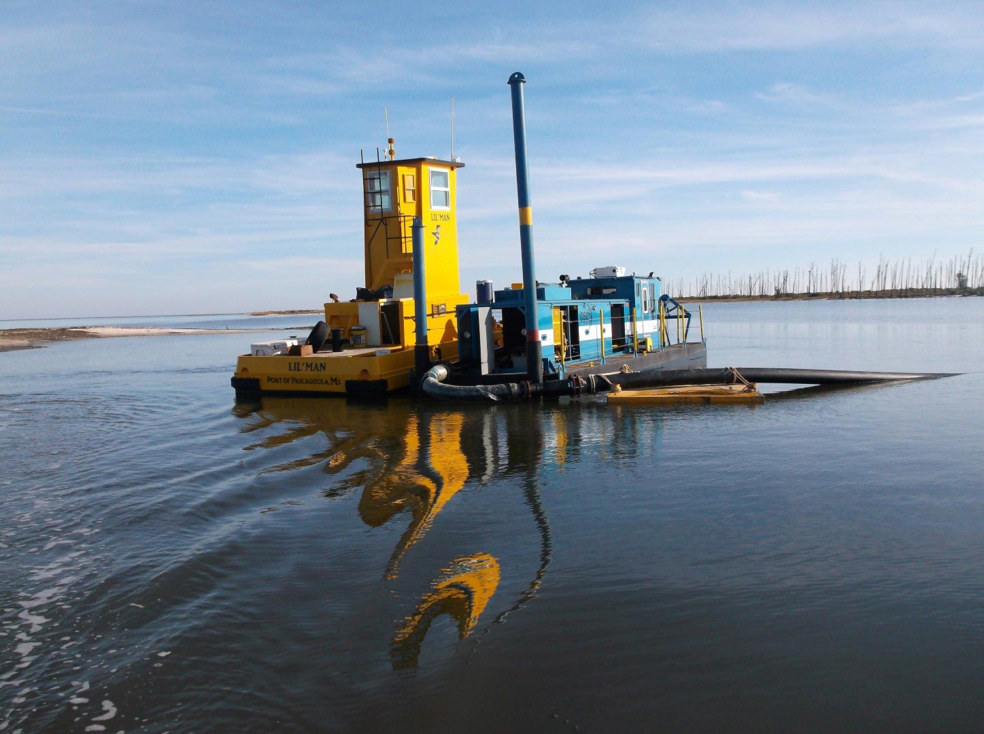 dsc dredge, gulf coast barrier island, reconstruction